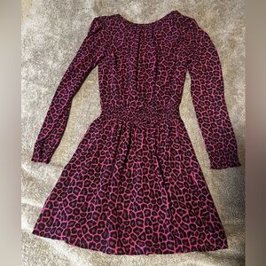 Pink and Black Leopard Print Michael Michael Kors Dress with Smocked Waist
